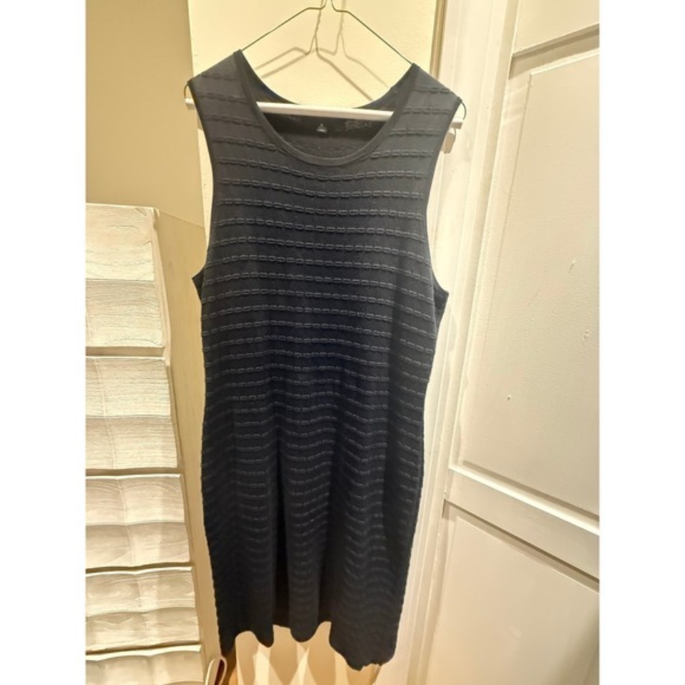 Brooks Brothers Womens Navy Blue Sleeveless Textured Knit Sheath Dress XL